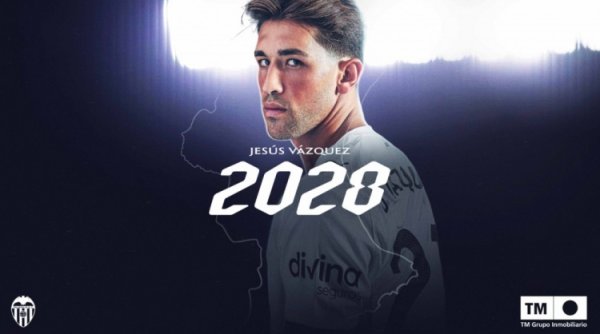 官方:瓦伦西亚与22岁左后场球员热苏斯-巴斯克斯续约至2028年